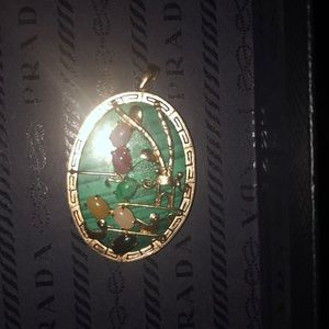 14kt pure gold jade pendant